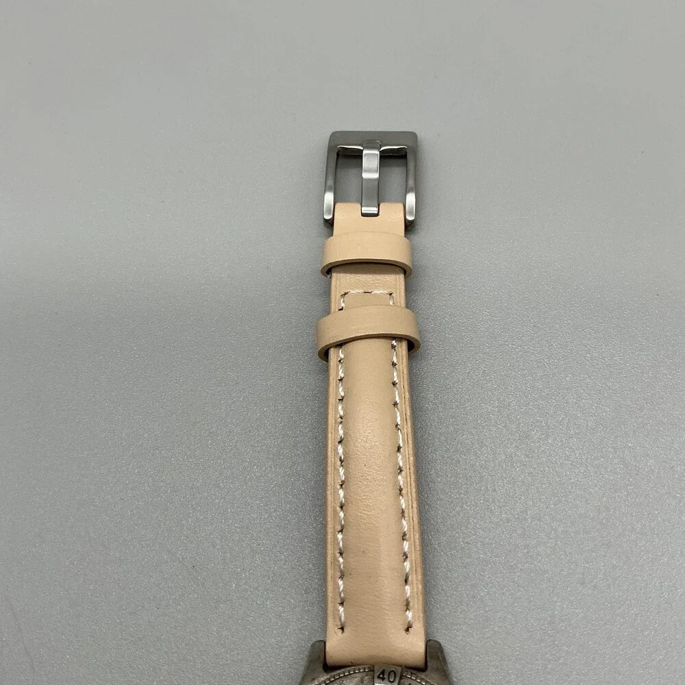 Vintage Fossil DRT DT-4041 Womens Watch 29mm Blue Dial Beige Leather New Battery